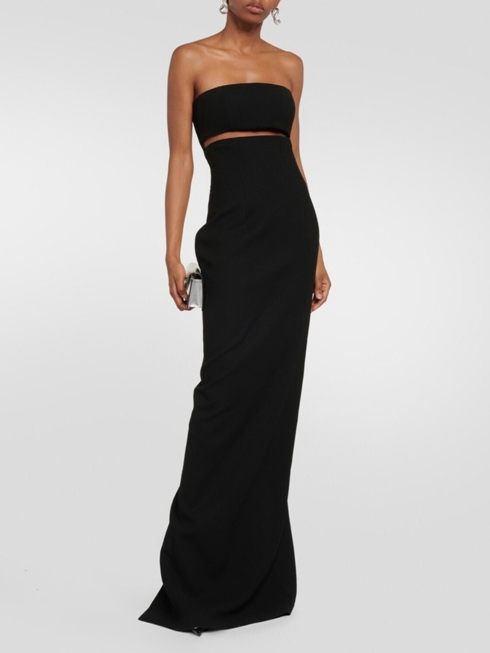 MONOT Red Cutout Strapless crepe Evening maxi Gown